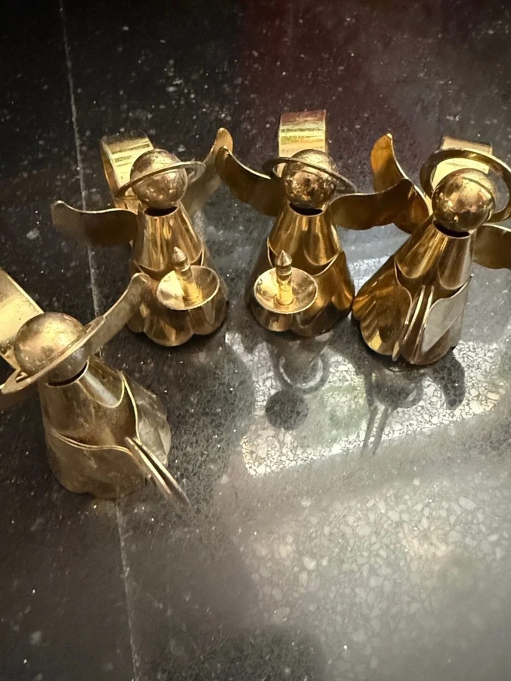 Vintage Brass Angel Napkin Rings Set of 4 in gold